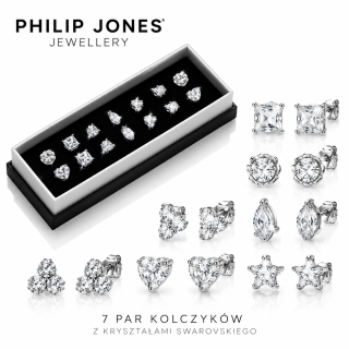 Zestaw 7 par kolczyków Philip Jones z kryształami Swarovskiego