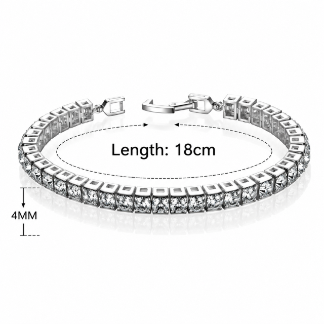 Bransoletka Philip Jones z kwadratowymi kryształami Swarovski® – długość 18 cm