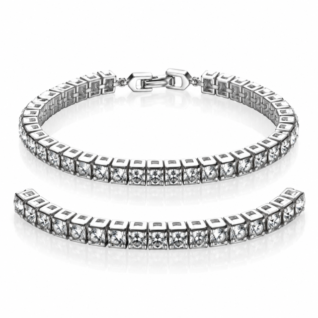 Srebrna bransoletka Philip Jones Swarovski® z kwadratowymi kryształami 4 mm