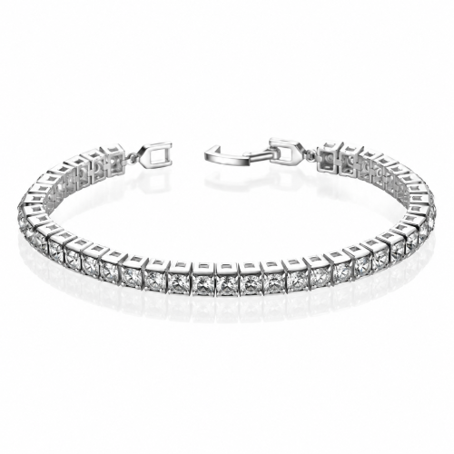 Bransoletka kwadratowa Philip Jones z kryształami Swarovski® 18 cm – srebrzysta
