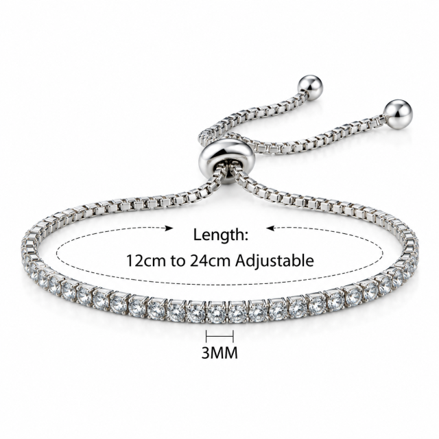 Regulowana bransoletka Philip Jones Swarovski® 12–24 cm – kryształy 3 mm