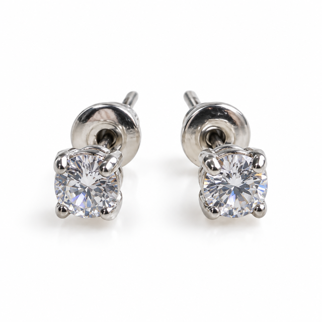 Eleganckie kolczyki damskie z cyrkonią 4 mm w kolorze srebrnym