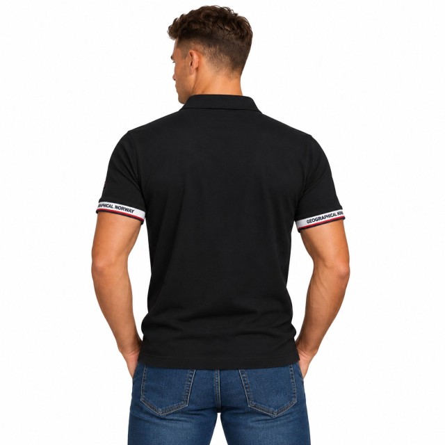 Czarna koszulka polo męska Geographical Norway Koliar Black Men widok z tyłu