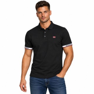 Koszulka polo męska Geographical Norway Koliar Black Men czarna 95% bawełna 