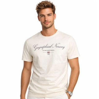 Koszulka Męska Bawełniana Geographical Norway ILLUMINE CREAM DB MEN