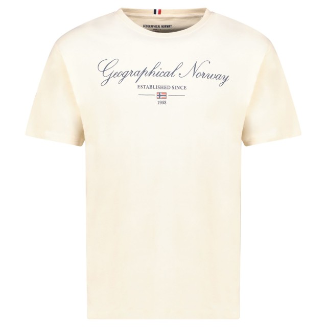 Kremowy T-shirt męski Geographical Norway Illumine Cream DB Men – widok z przodu