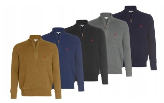 Sweter męski półgolf z zamkiem 100% bawełna premium OUTLET US Polo Assn