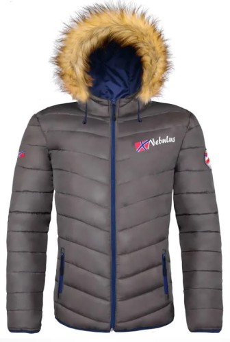 Pikowana kurtka męska Nebulus Ariola z kaputurem ze sztucznym futrem