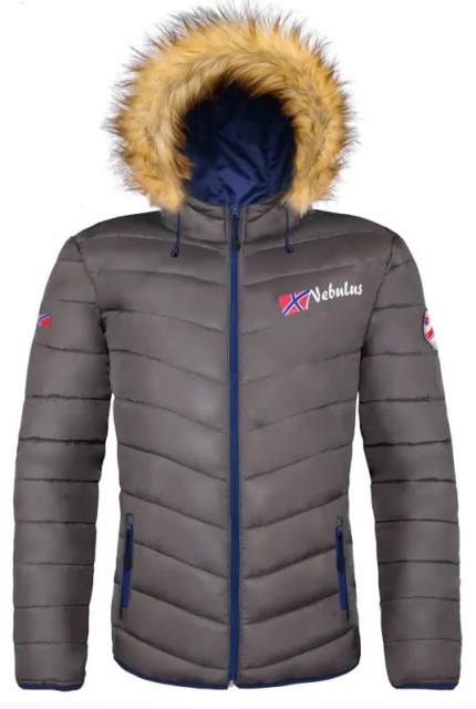 Pikowana kurtka męska Nebulus Ariola z kaputurem ze sztucznym futrem