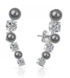 Kolczyki Philip Jones z szarych pereł i kryształów Swarovski®