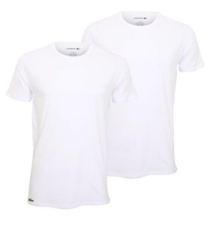Męski T-shirt Lacoste 2 pack, T-shirt crew neck, bawełniane koszulki z wycięciem pod szyją, białe L