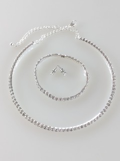 Zestaw z kryształami - naszyjnik, bransoletka i kolczyki