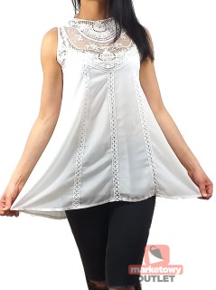Bluzka damska z koronką, tunika biała 