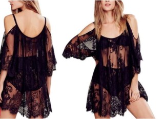 Zmysłowa sukienka plażowa - narzutka koronkowa w kolorze białym lub czarnym