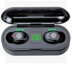 F9 True Bezprzewodowe słuchawki Bluetooth 5.0 Sterowanie dotykiem linii papilarnych Wyświetlacz LED Inteligentne słuchawki douszne z pojemnikiem ładującym - czarny
